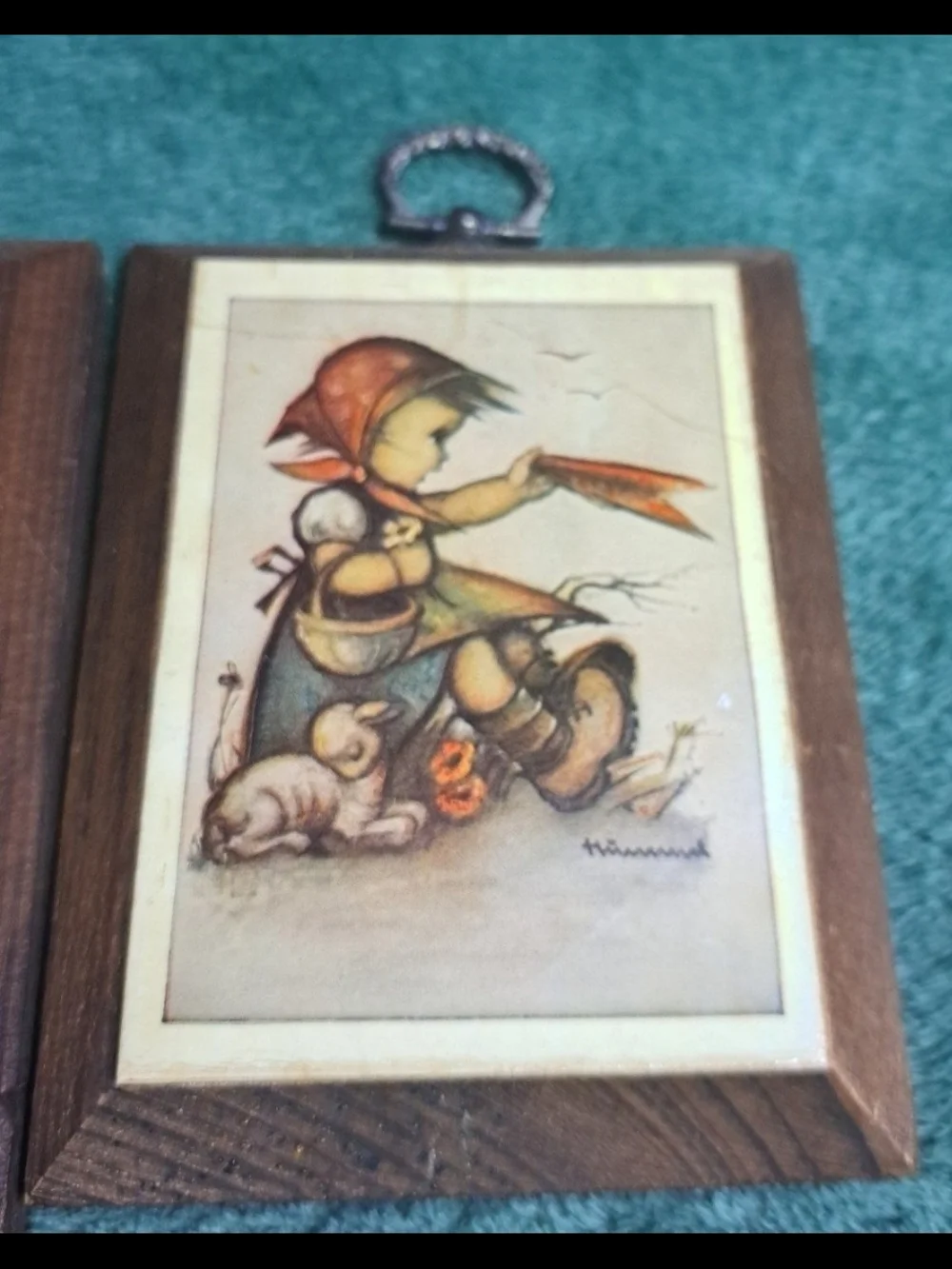 Vintage MI Hummel Goebel Wood Wall Plaques Set of 3 Stormy Weather Country Boy